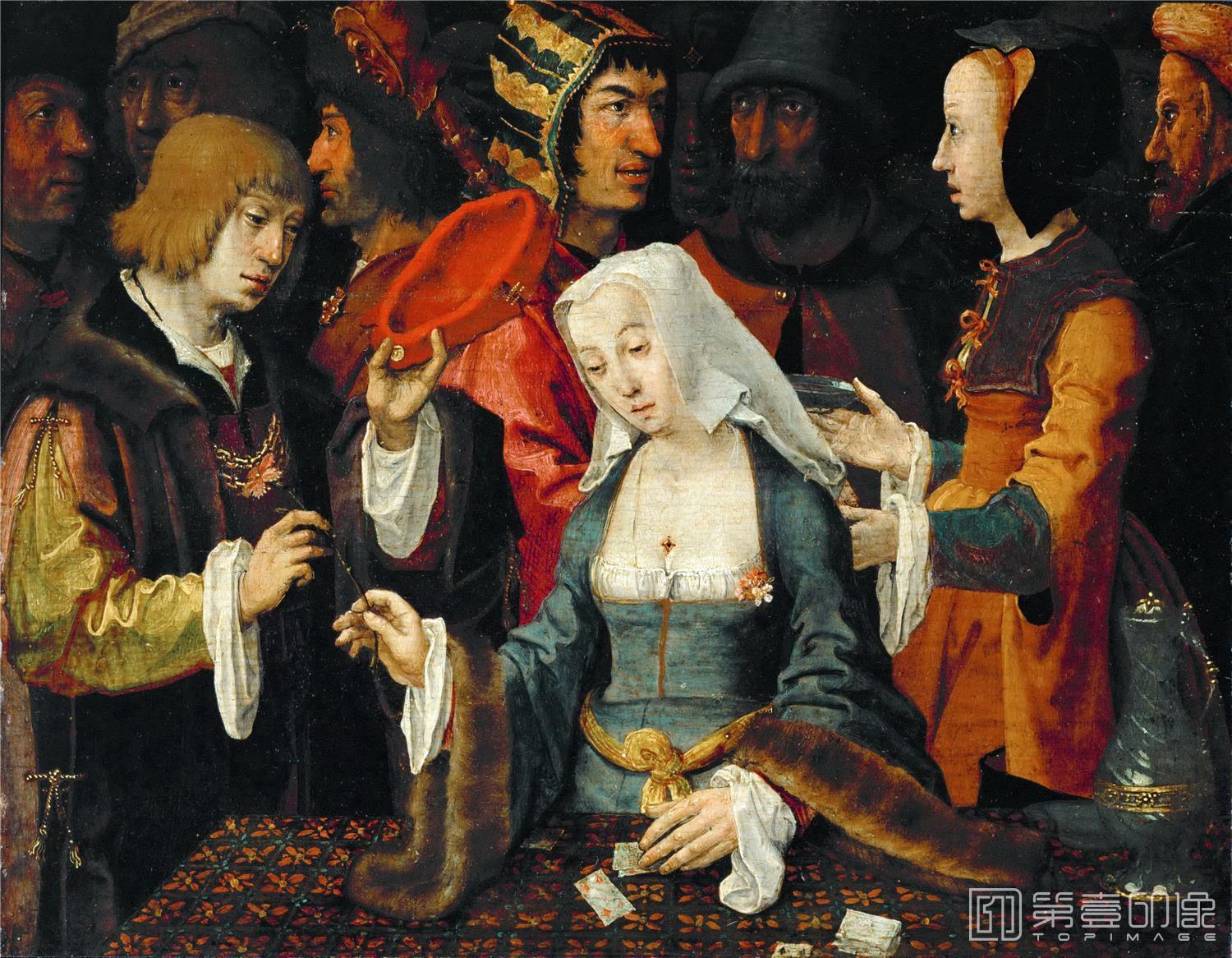 油画-卢浮宫-Lucas van Leyden-The Fortune Teller-1290